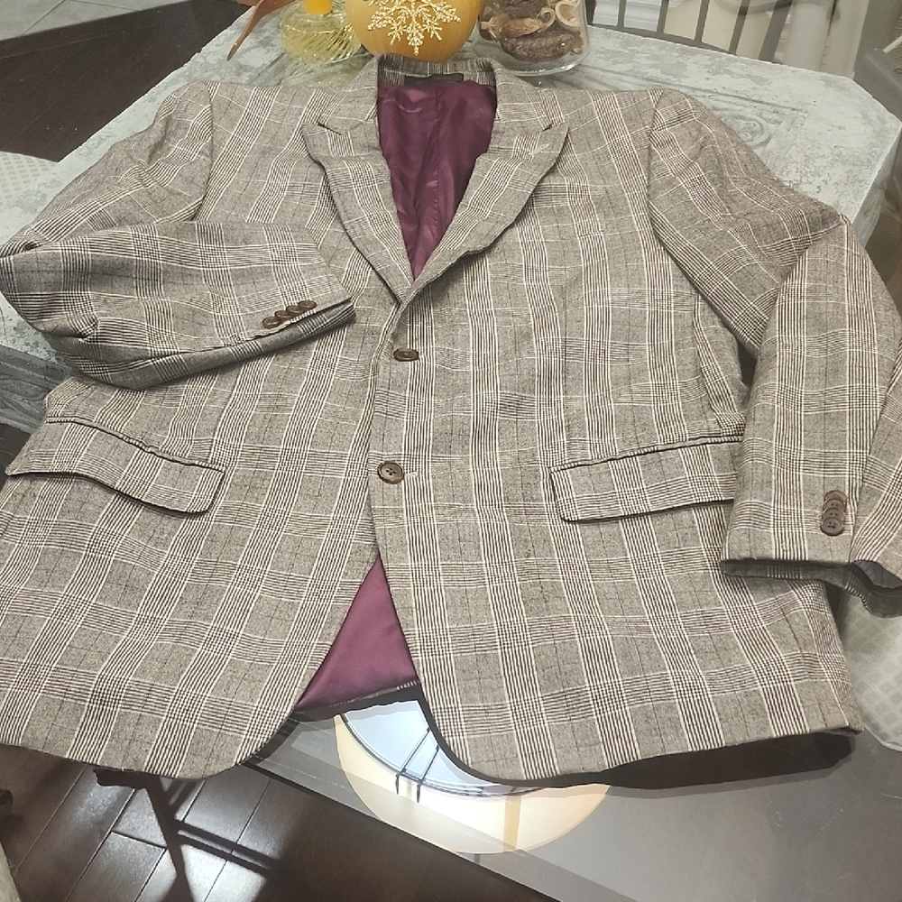 Sean John Classic Wool Plaid Blazer Sportscoat Large
